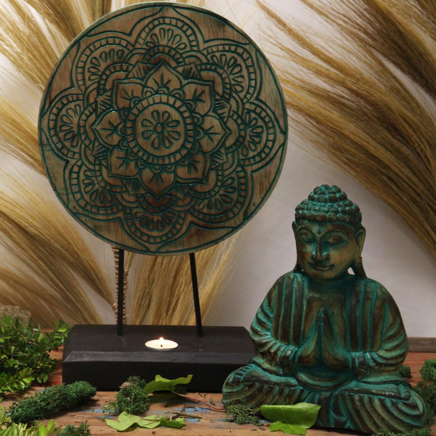 Buddha Feng Shui-set – Mandala – Grön
