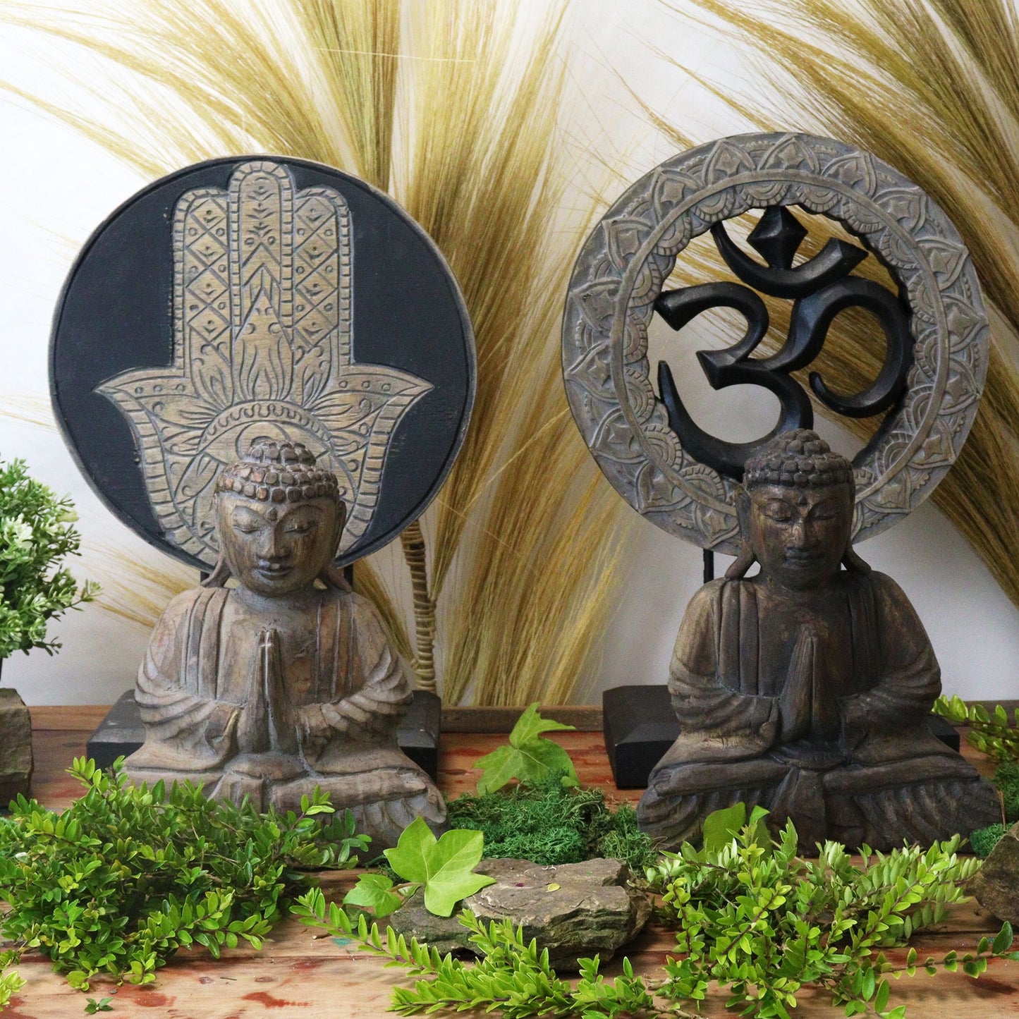 Buddha Feng Shui-set – Om – Grå och svart (2 designer)