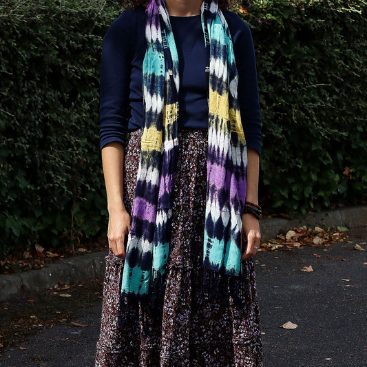 Boho Java Art Stole/Scarf - Multi Stripes - 62x200cm