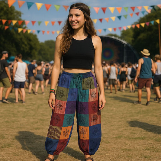 Nomad Sari - Svampbyxor - Blocktrycksdesigner - Lila toner (105x127cm) S/M