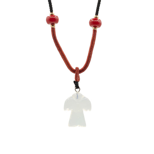 Halsband i snöre med ädelstenshänge – Opaliteängel