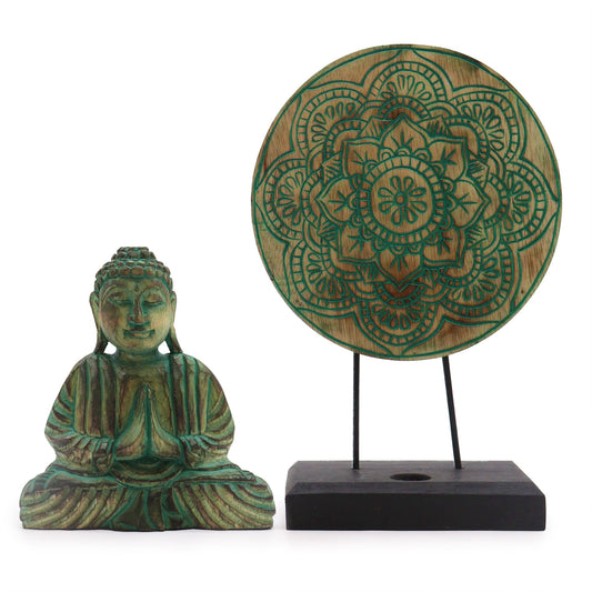 Buddha Feng Shui-set – Mandala – Grön