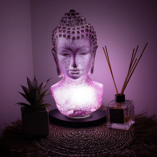 Buddha-byst Lampa Lavendelkrackelerad - Oval Bas