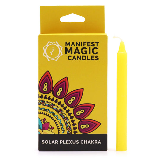 Manifestationsljus (12-pack) - Gul - Solar Plexus-chakrat