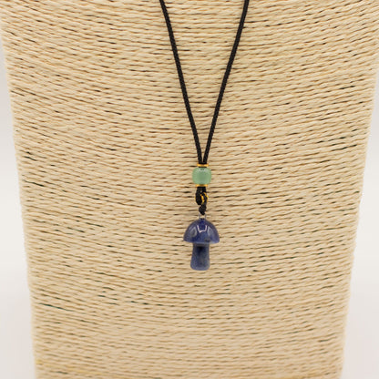 Halsband med snöre och ädelstenshänge - Sodalitsvamp