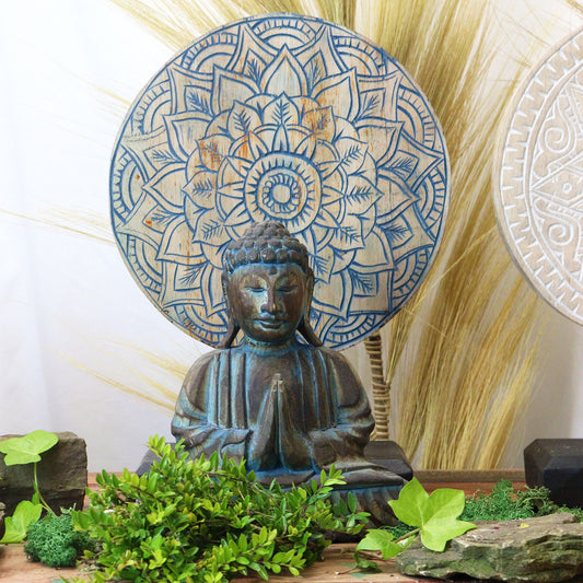 Buddha Feng Shui-set - Blommandala - Blå (2 Designer)