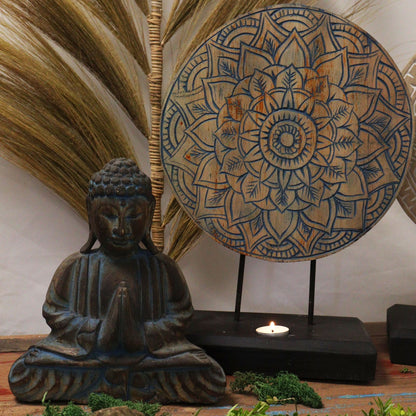Buddha Feng Shui-set - Blommandala - Blå (2 Designer)