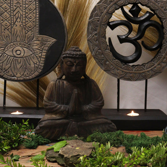 Buddha Feng Shui-set – Om – Grå och svart (2 designer)