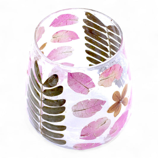 Natural Floral Glass - Vas Ljuslykta - Primavera - (12x11cm)