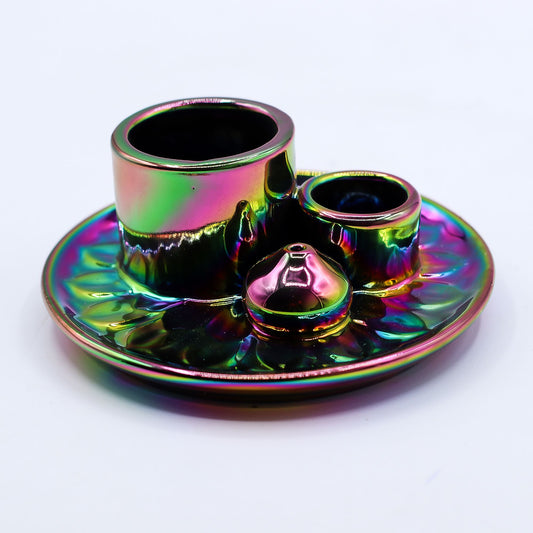 Palo Santo-pinne och smudgehållare - Mandala - Metallic Rainbow